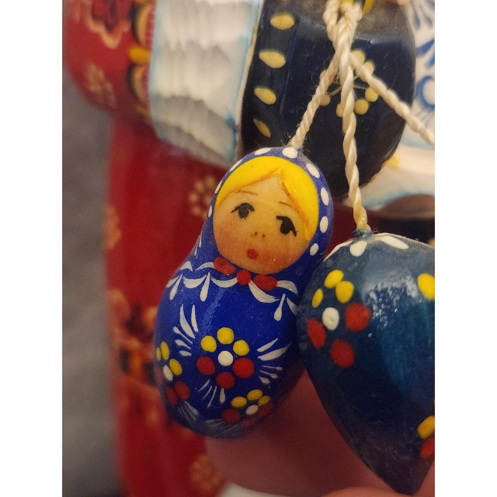 Russian Hand Carved Wood Santa Figurine Gzhel Khokhloma Sergiev Posad Christmas - Picture 7 of 16